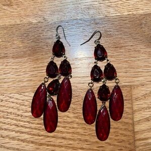 Glamorous Ruby Red Teardrop Earrings